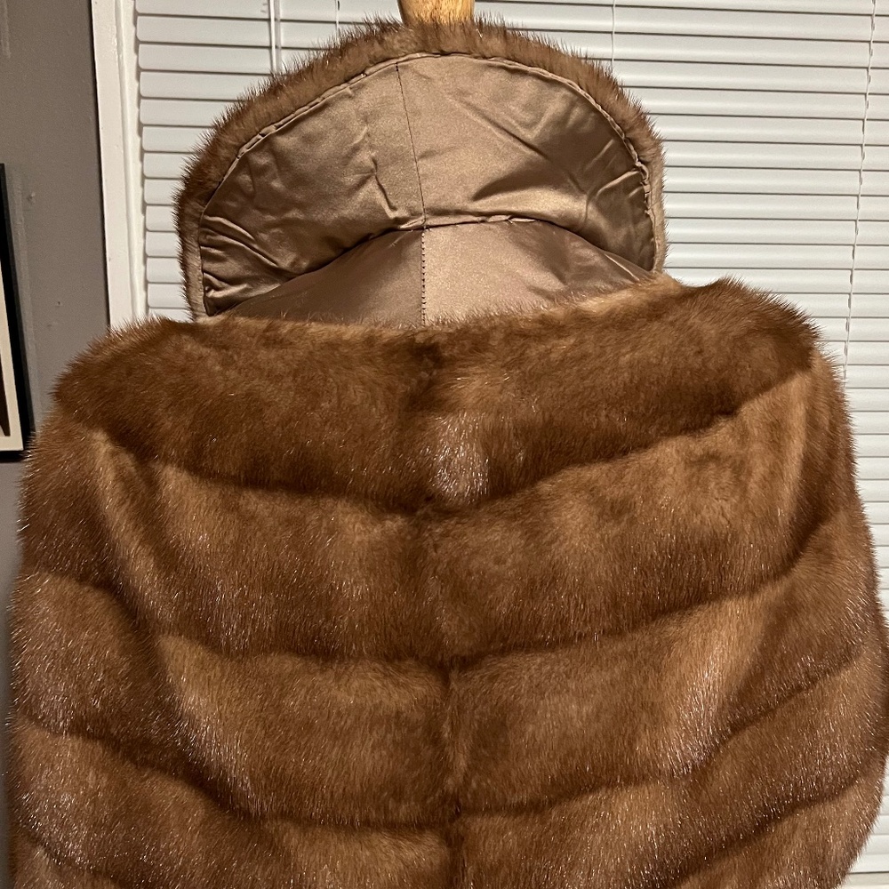 FLASH FALL SALE Mink Fur stole in light brown Autumn haze - Picture 3 of 8